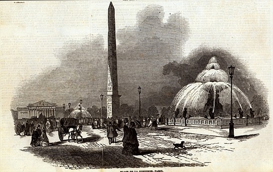 Place de la Concorde, Paris, from The Illustrated London News, 2nd August 1845 od English School