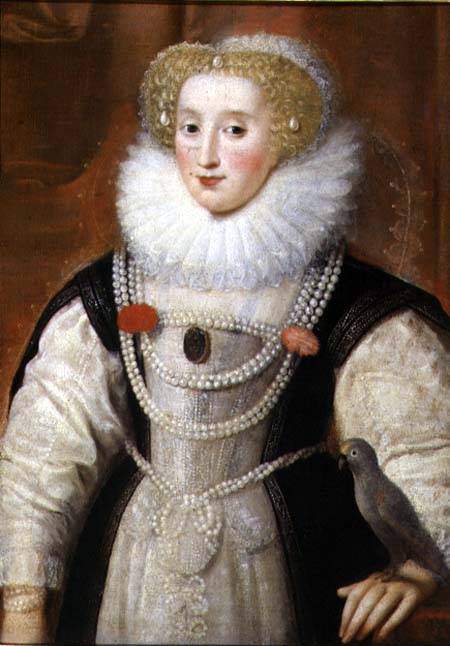 Portrait of an Elizabethan Lady with a Parrot od English School