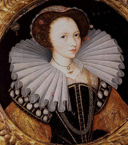 Portrait of a Lady with a Large Ruff, an Armillary Sphere in the Background od English School