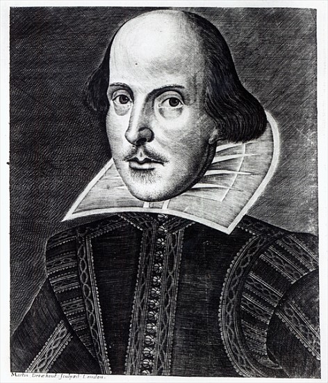 Portrait of William Shakespeare; engraved by Martin Droeshout od English School