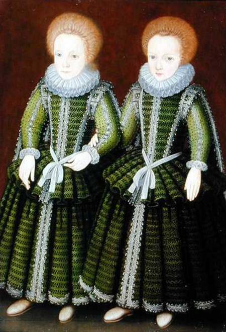 Portrait of Sarah and Elizabeth Poulett of Hinton St. George, Somerset od English School