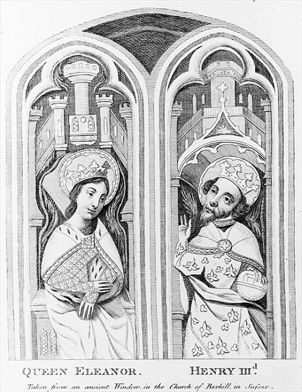 Queen Eleanor and Henry III, taken from an ancient window in the Church of Boxhill, Sussex od English School