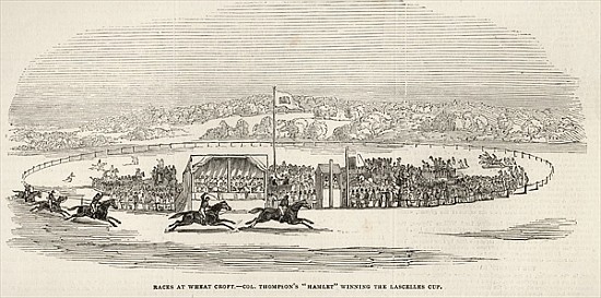 Races at Wheat Croft: Col. Thompson''s ''Hamlet'' winning the Lascelles Cup, from ''The Illustrated  od English School