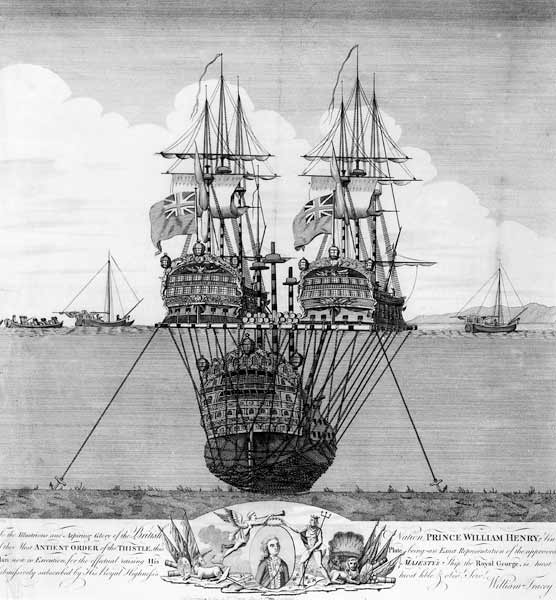 The Attempt made to Salvage the HMS Royal George, c.1783 od English School