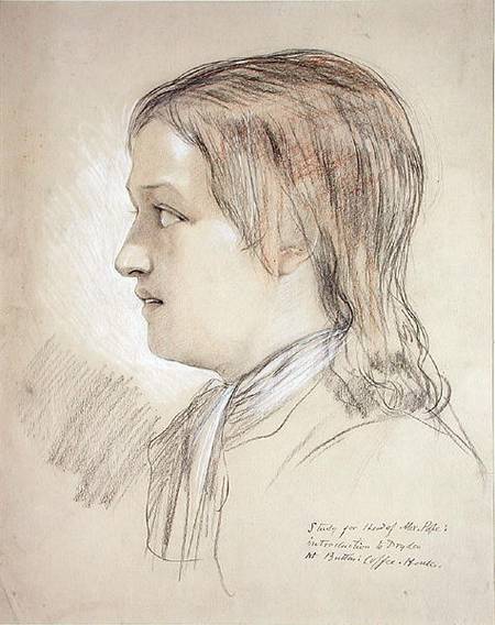 Study for the Head of Alex Pope: introduction to Dryden, At Butler's Coffee House (pencil, chalk & od English School