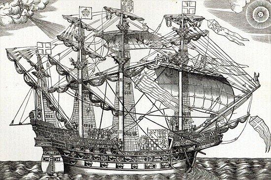 The Ark Raleigh, the Flagship of the English Fleet, from ''Leisure Hour'' od English School