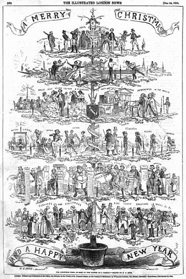 The Christmas Tree, as seen the father of a family, illustraion from ''The Illustrated London News'' od English School