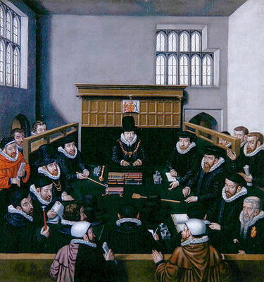 The Court of Wards (oil on canvas) od English School