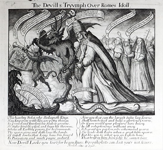 The Devil leading the Pope in Chains od English School