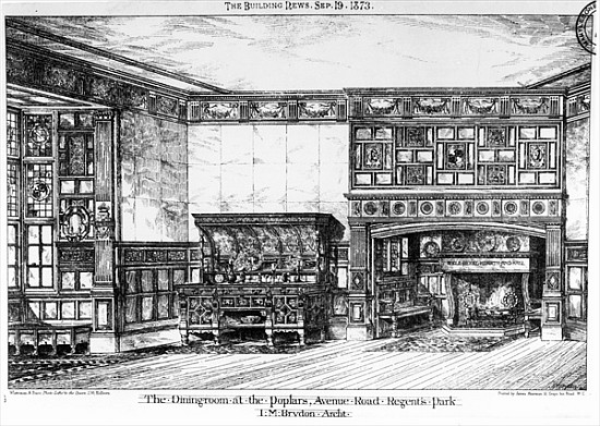 The Dining Room at the Poplars, Avenue Road, Regents Park, from ''The Building News'', 19th Septembe od English School