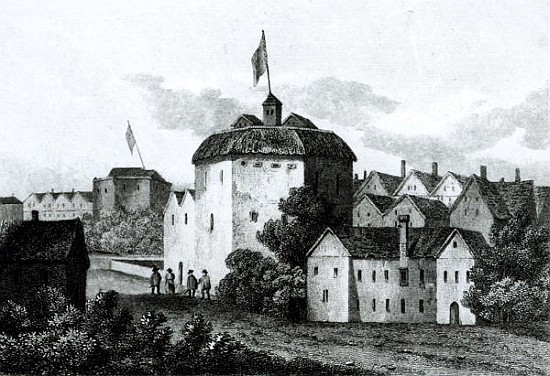 The Globe Theatre on the Bankside as it appeared in the reign of James I (1566-1625) 1672 od English School