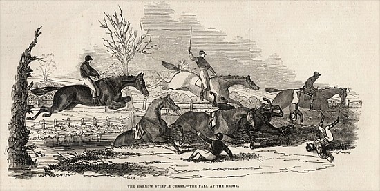 The Harrow Steeple Chase: The Fall at the Brook, from ''The Illustrated London News'', 26th April 18 od English School