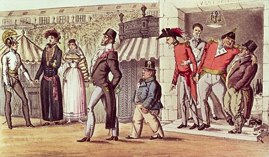 The Occupation of Paris, 1814. English Visitors in the Palais Royal od English School
