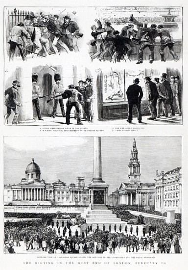 The Rioting in the West End of London, illustration from ''The Graphic'', February 13th 1886 od English School