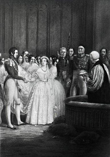 The wedding ceremony of Queen Victoria and Prince Albert on 10th February 1840 od English School