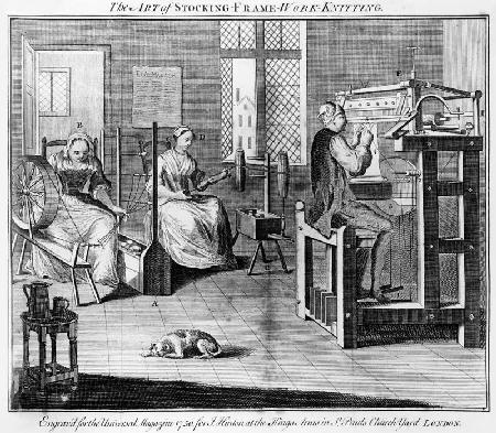 The Art of Stocking-Frame-Work-Knitting; engraved for the ''Universal Magazine'' 1750