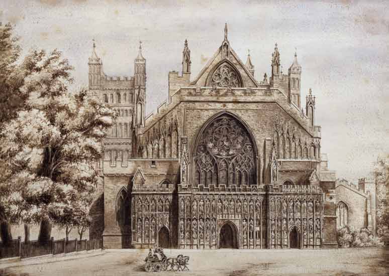 Exeter Cathedral, West Front  on od English School