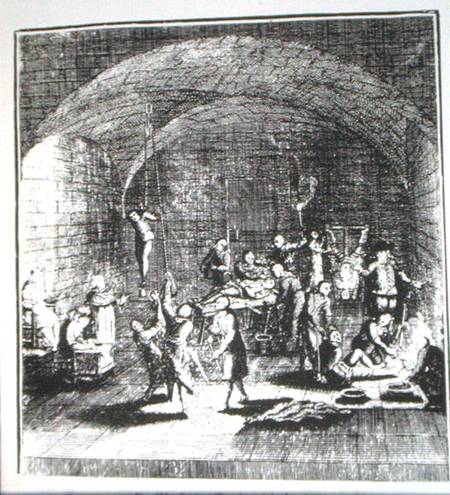 Torture Chamber of the Inquisition, copy of an illustration from 'A Complete History of the Inquisit od English School