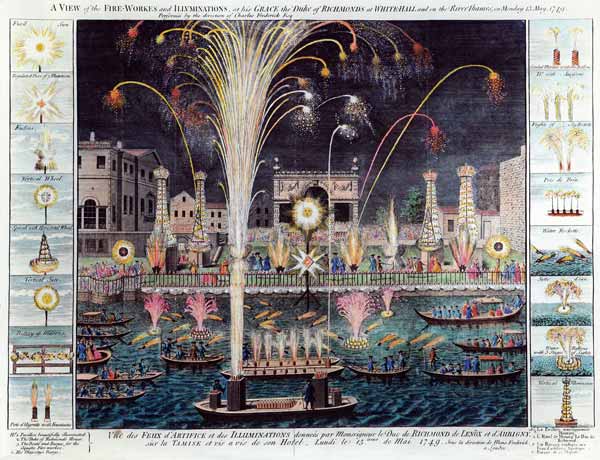 A View of the Fireworks and Illuminations at his grace the Duke of Richmond''s at Whitehall and on t od English School