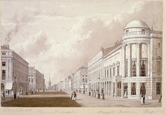 View of Regent Street, 1825 (ink pencil wash on paper) od English School