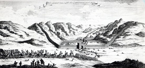 View of the Great Wall on the side where the Ambassador entered China, from ''A Collection of Voyage od English School