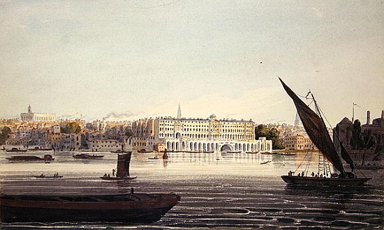 View of the River Front of New Somerset House, from Bankside od English School