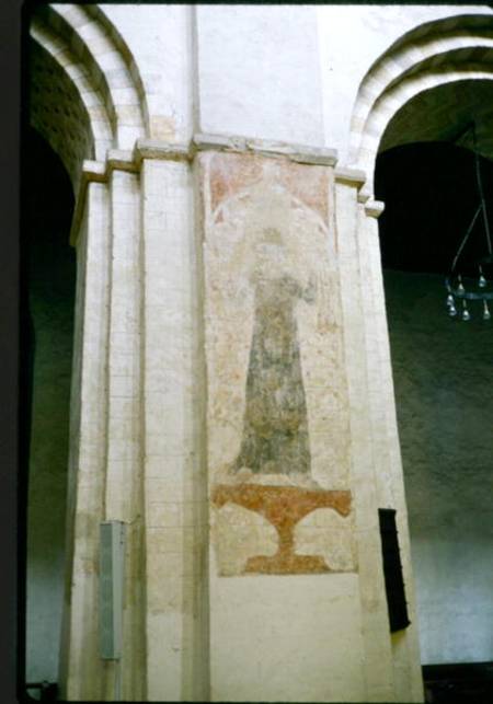 Wall painting from a Norman nave pier od English School