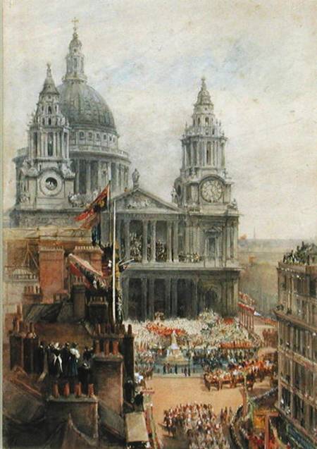 Watching Queen Victoria's Jublilee celebrations outside St. Pauls od English School
