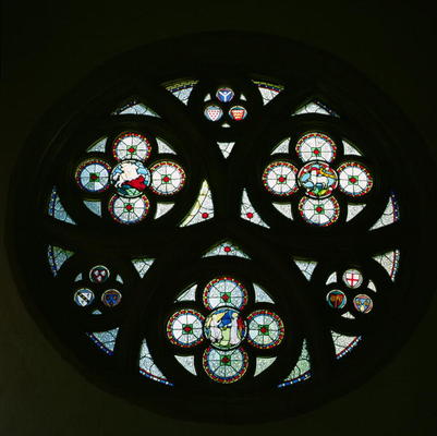 Rose Window (stained glass) od English School, (14th century)