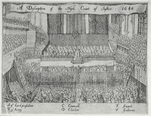 A Description of the High Court of Justice (The Trial of Charles I) (engraving) od English School, (17th century)
