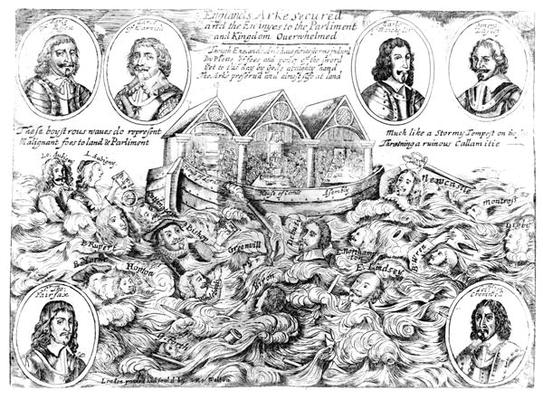 England's Ark Secured and the Enemies to the Parliament and Kingdom Overwhelmed, 1645-46 (engraving) od English School, (17th century)