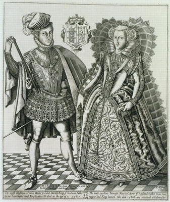 Portrait of Mary, Queen of Scots (1542-87) and Henry Stewart, Lord Darnley (1545-67) from the 'Book od English School, (17th century)