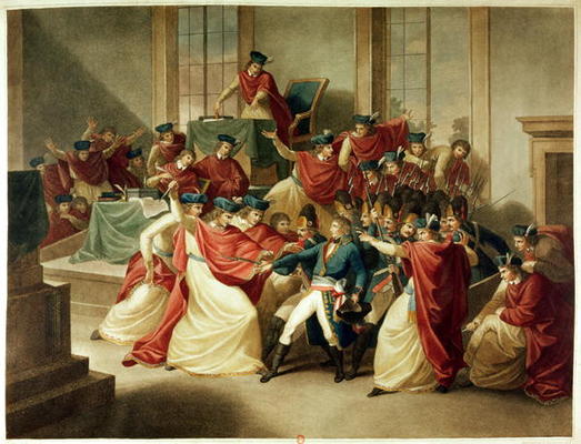 Coup d'Etat of 18 Brumaire, November 10th, 1799 (colour litho) od English School, (18th-19th century)
