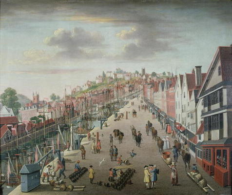Bristol Docks and Quay, c.1760 (oil on canvas) od English School, (18th century)