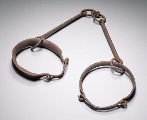 Two slave collars, c.1790 (iron) od English School, (18th century)