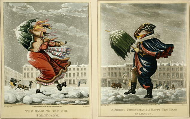 A Merry Christmas and a Happy New Year in London: And the Same to You, Sir, and Many of 'Em, engrave od English School, (19th century)
