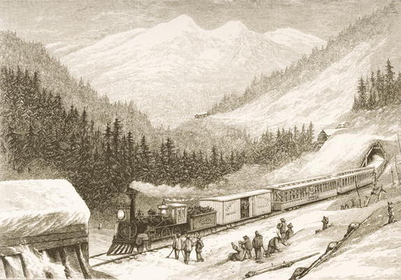 Carrying United States Mail Across the Sierra Nevada in 1870, from 'American Pictures', published by od English School, (19th century)