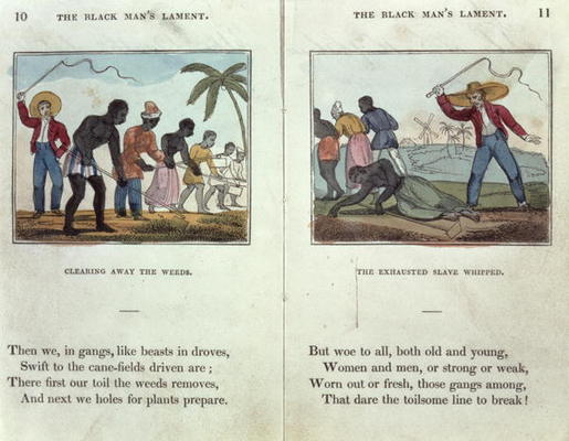 Illustration for the 'Black Man's Lament or How to Make Sugar' by Amelia Opie (1769-1853) 1813 (colo od English School, (19th century)