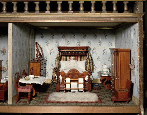 A bedroom in 'Mrs Bryant's Pleasure', c.1860 (mixed media) od English School, (19th century)