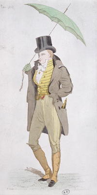An English dandy, c.1802 (colour litho) od English School, (19th century)