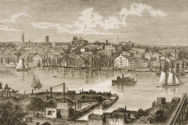 Baltimore, in c.1870, from 'American Pictures' published by the Religious Tract Society, 1876 (engra od English School, (19th century)