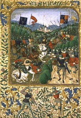 Battle of Agincourt, October 25th 1415 (w/c on paper) od English School, (19th century)