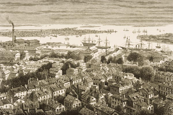 Boston, from Bunker's Hill, in c.1870, from 'American Pictures' published by the Religious Tract Soc od English School, (19th century)