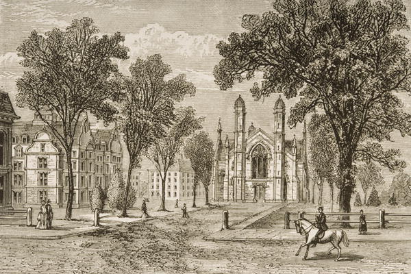 Gore Hall, Harvard University in c.1870, from 'American Pictures' published by the Religious Tract S od English School, (19th century)