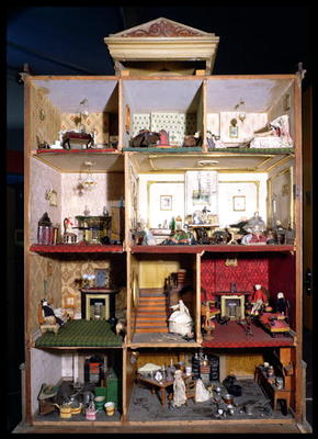 Interior of doll's town house, 1840 (mixed media) od English School, (19th century)