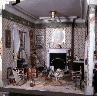 Nursery with toys from 'Miss Miles' House', 1890 (mixed media) od English School, (19th century)