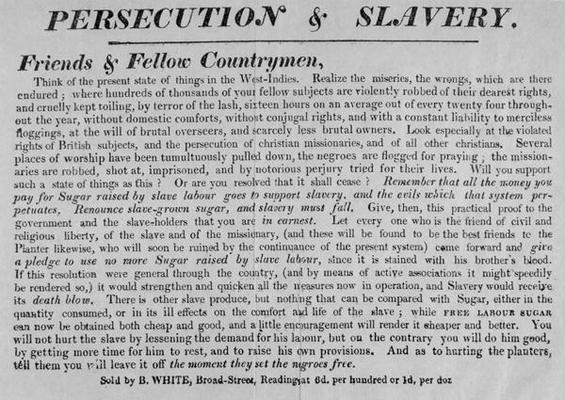 Persecution and Slavery, c.1830 (letterpress) (b/w photo) (see 180347) od English School, (19th century)