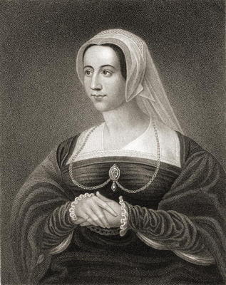 Portrait of Catherine Parr (1512-48) from 'Lodge's British Portraits', 1823 (engraving) od English School, (19th century)