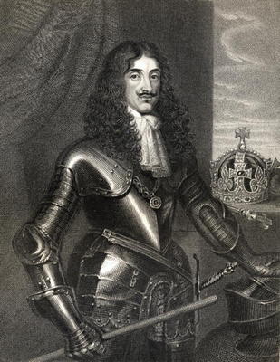 Portrait of King Charles II (1630-85) from 'Lodge's British Portraits', 1823 (engraving) od English School, (19th century)
