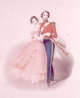 Queen Victoria (1819-1901) and Prince Albert Dancing (1819-61) (colour litho) od English School, (19th century)